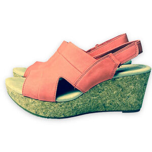 Clarks Women's Annadel Coral Cork Wedge Slingback Heel Sandal Size 6.5